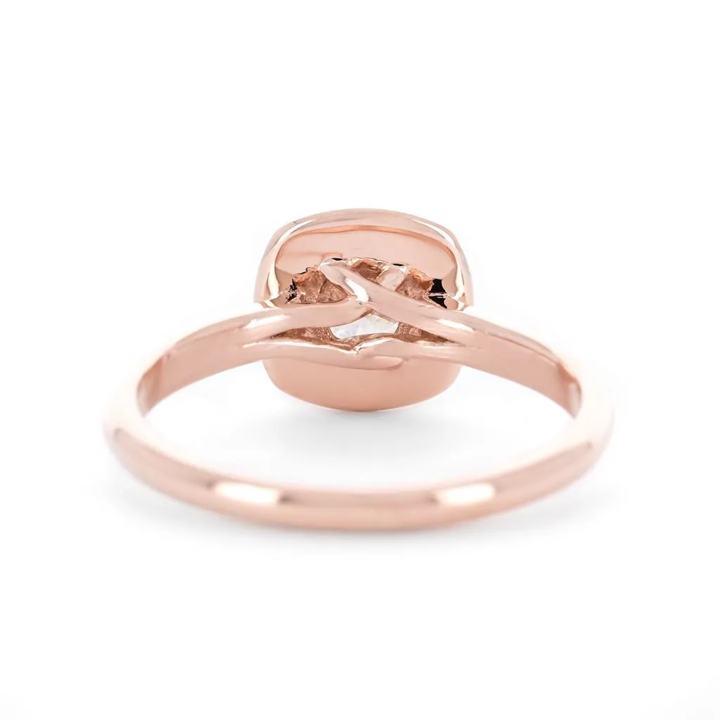 0.63ctw Round Diamond Halo Engagement Ring - 14K Rose Gold