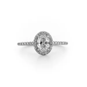 0.96ctw Oval Diamond Engagement Ring - White Gold