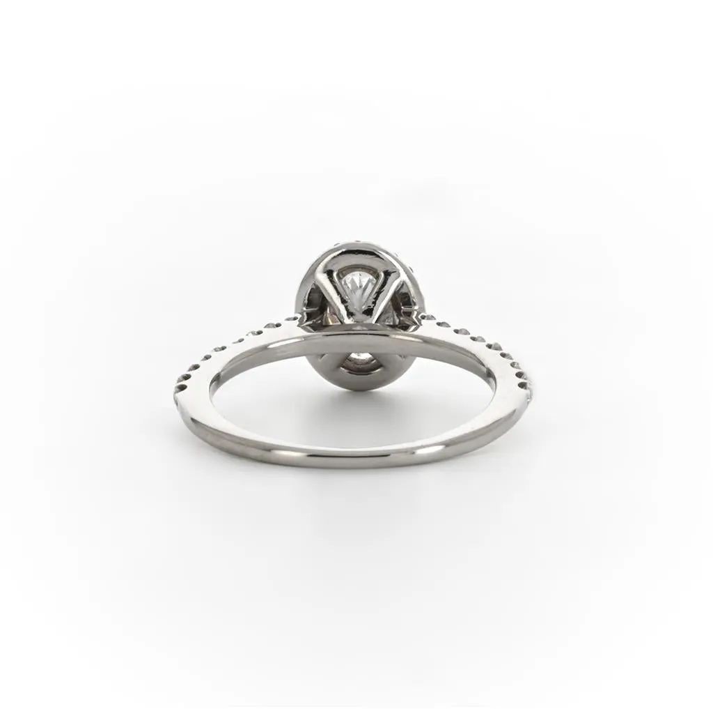 0.96ctw Oval Diamond Engagement Ring - White Gold