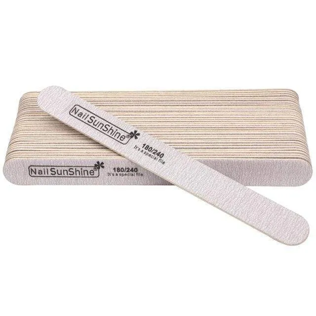 100pcs Strong Thick Wood Nail File Multi Grit Wooden Sandpaper Nails File For Manicure Buffing Straight lime a ongle Nail Tools