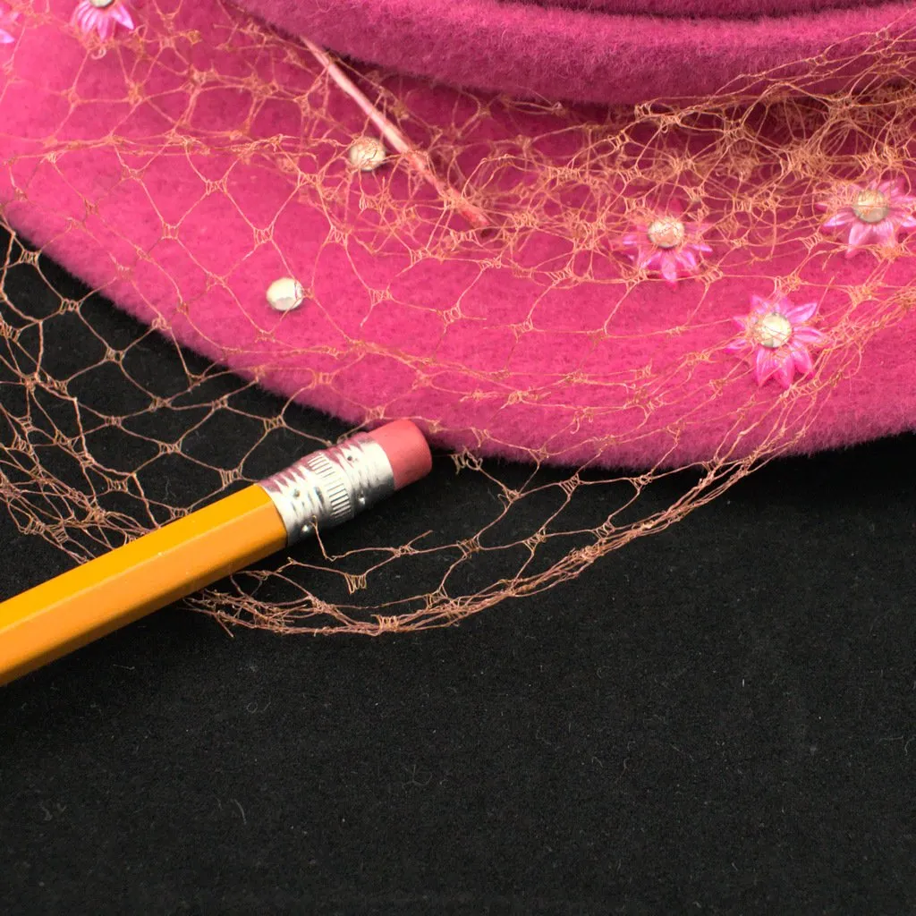 1950s Pink Rhinestone Hat