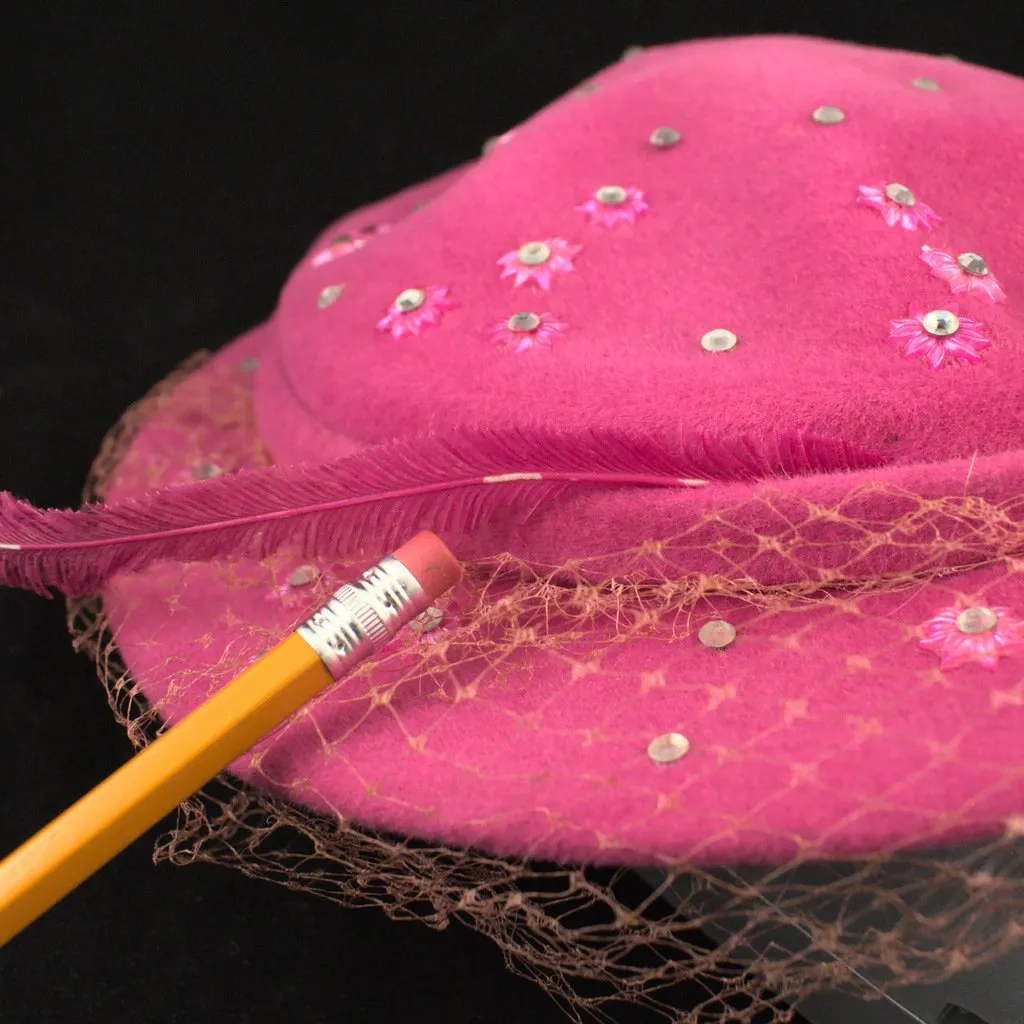 1950s Pink Rhinestone Hat