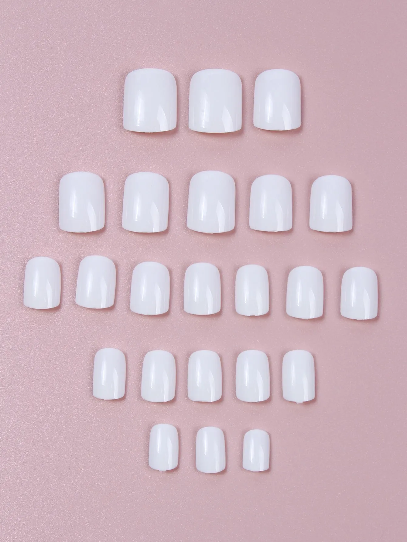 24pcs Long White Pure Color Glossy Square Fake Nail Press On Nails False Nails