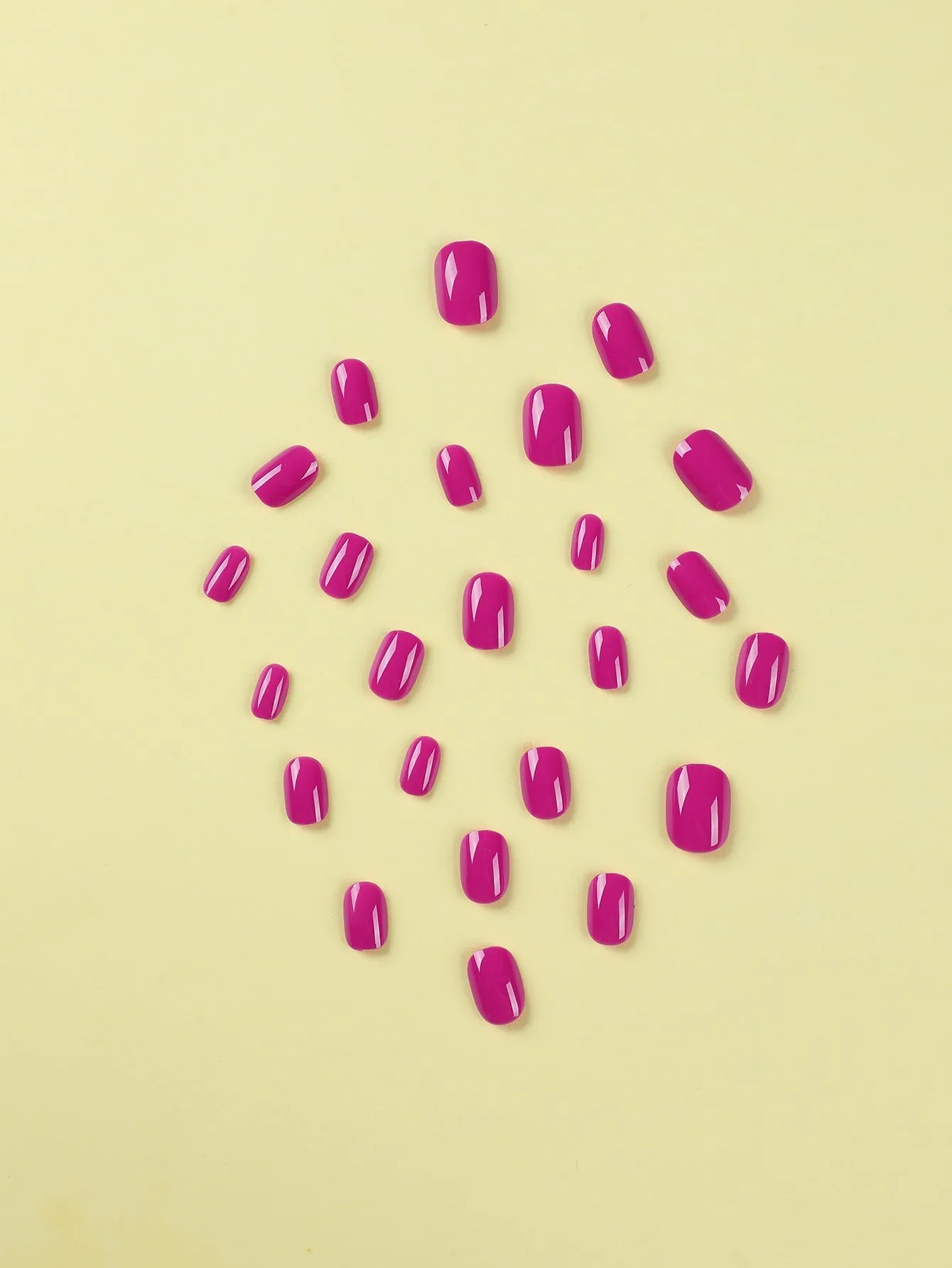 24pcs Short Square Magenta Glossy Fake Nail False Nails Press On Nails Glue On