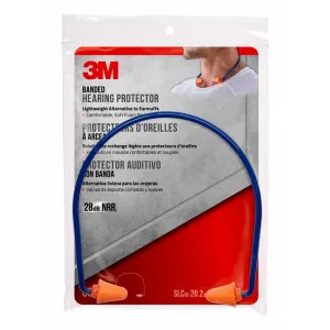 3M 28 dB PVC Hearing Protector Banded Ear Plugs - 1 Pair