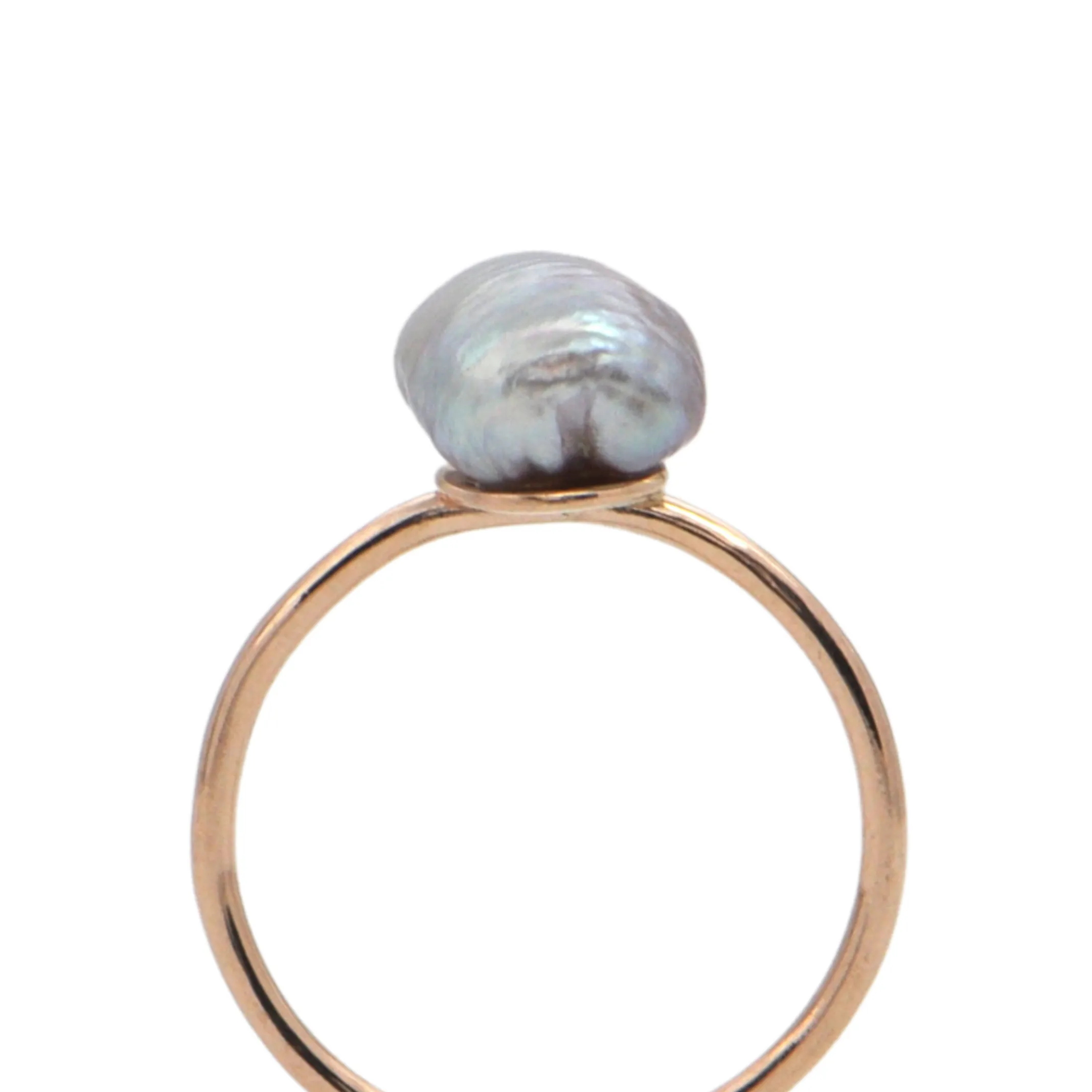 Antique 14K Rose Gold Natural Pearl Stickpin Ring