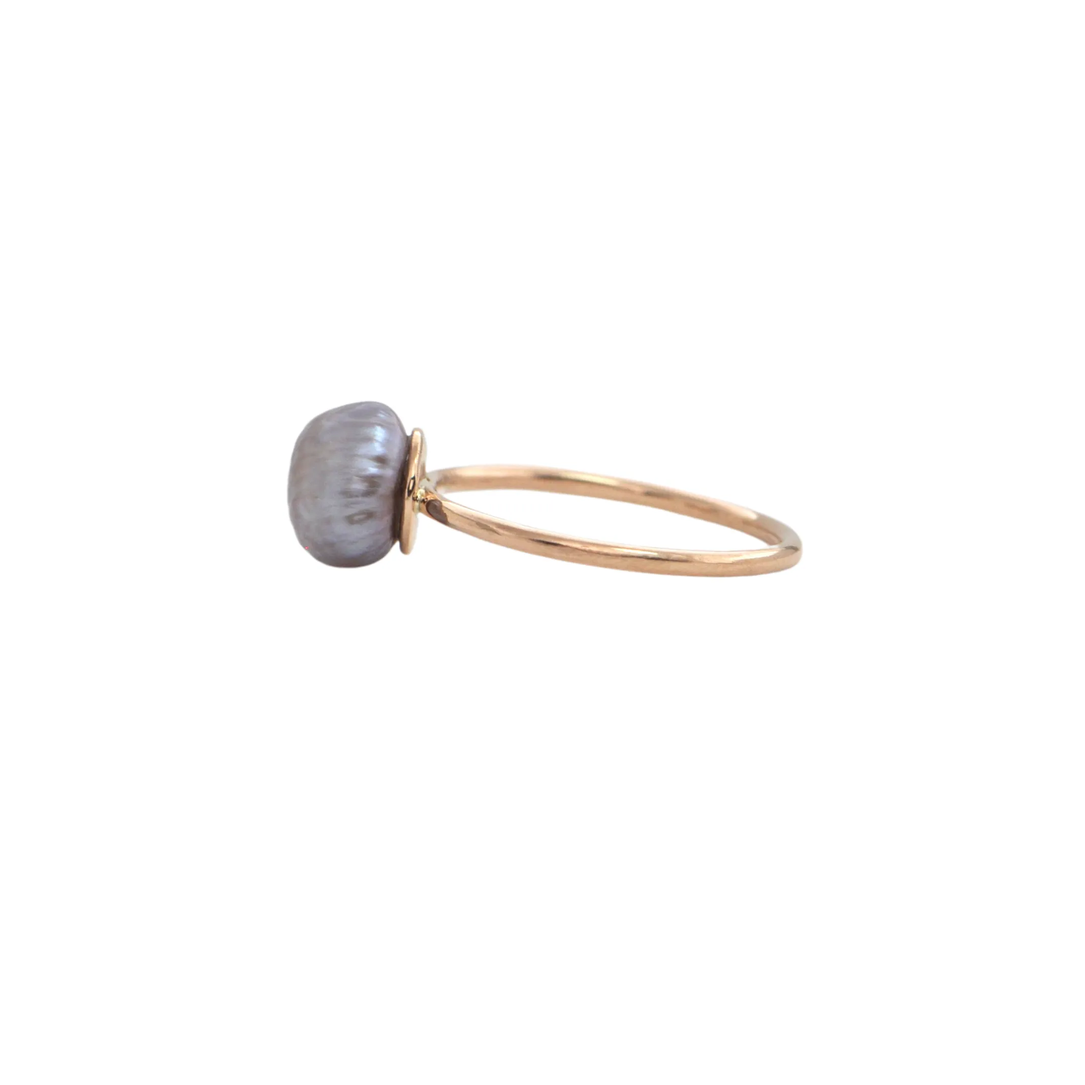 Antique 14K Rose Gold Natural Pearl Stickpin Ring