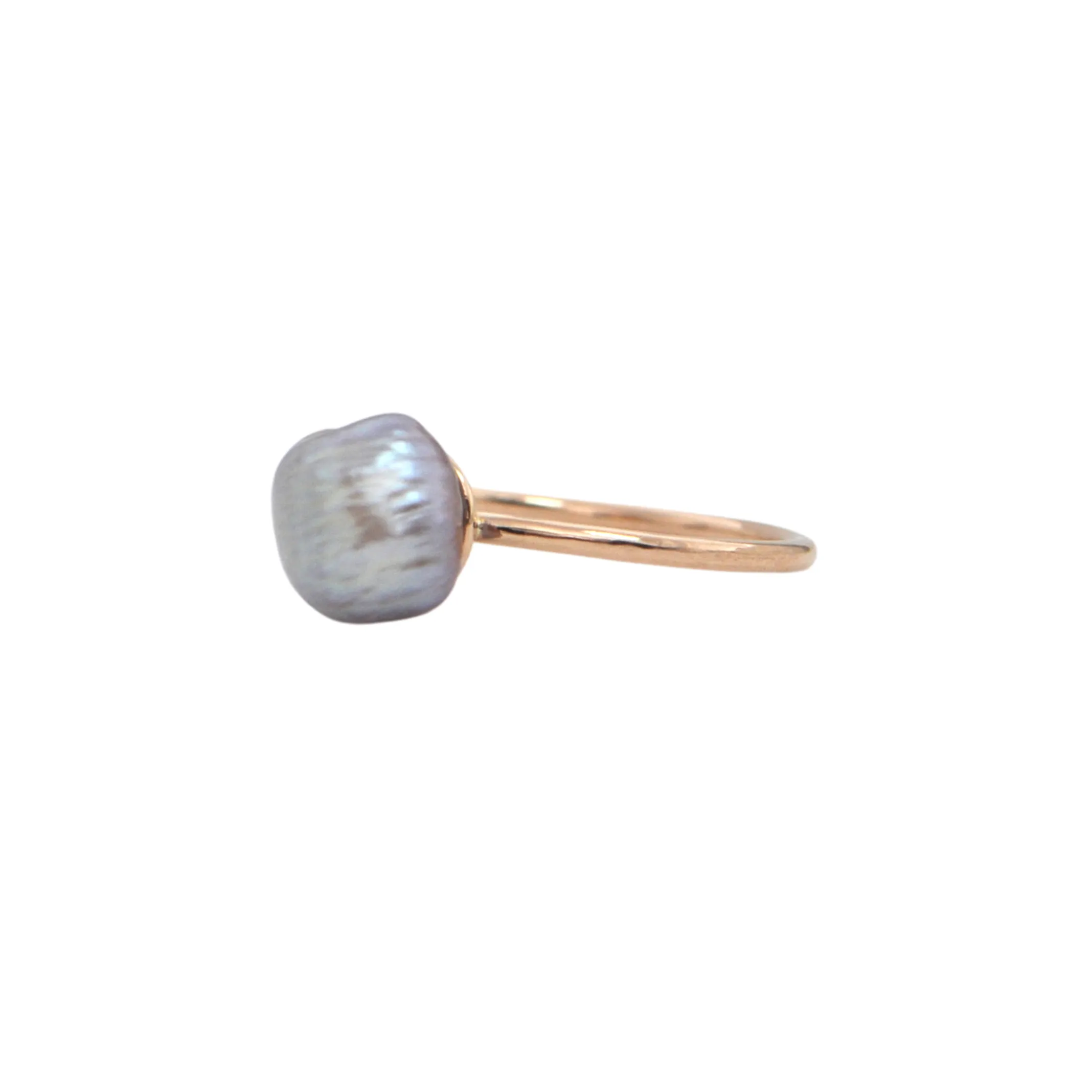 Antique 14K Rose Gold Natural Pearl Stickpin Ring