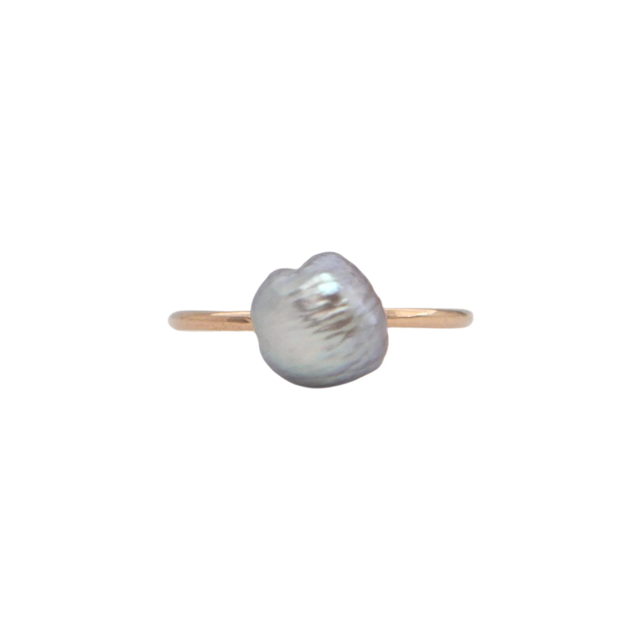 Antique 14K Rose Gold Natural Pearl Stickpin Ring