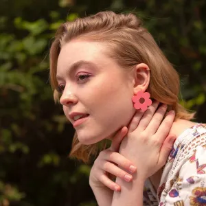 Big stud earrings - Raspberry daisy studs