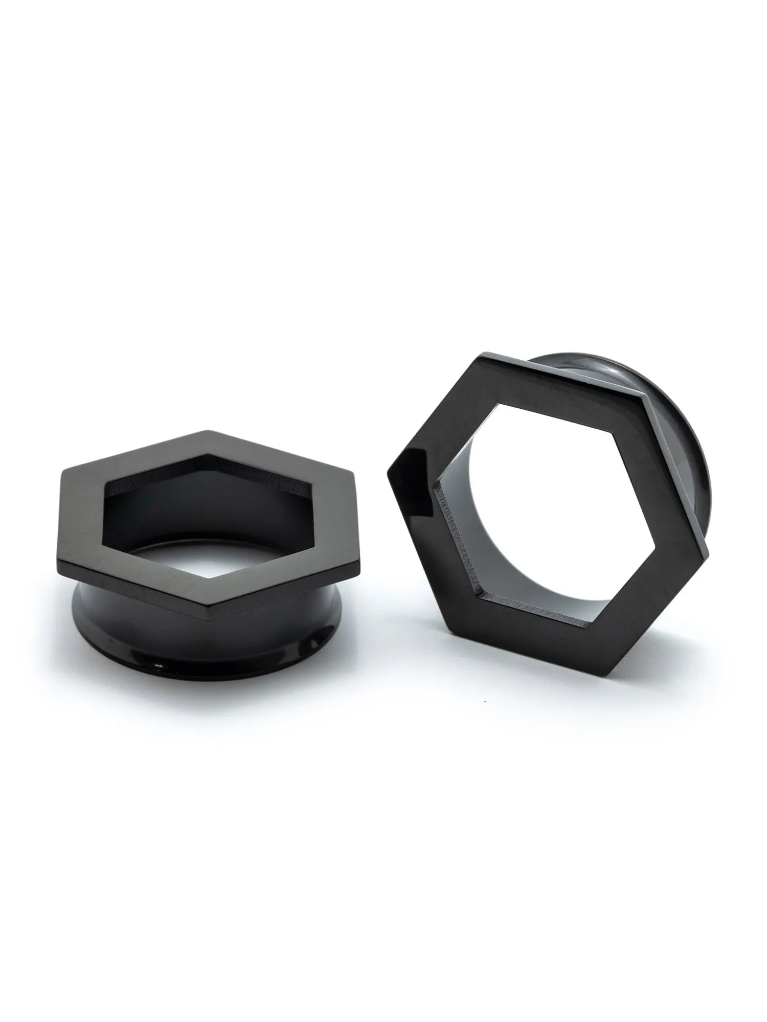 Black Hexagon Double Flared Steel Tunnels