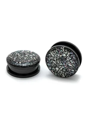 Black Mosaic Threaded Steel Plugs