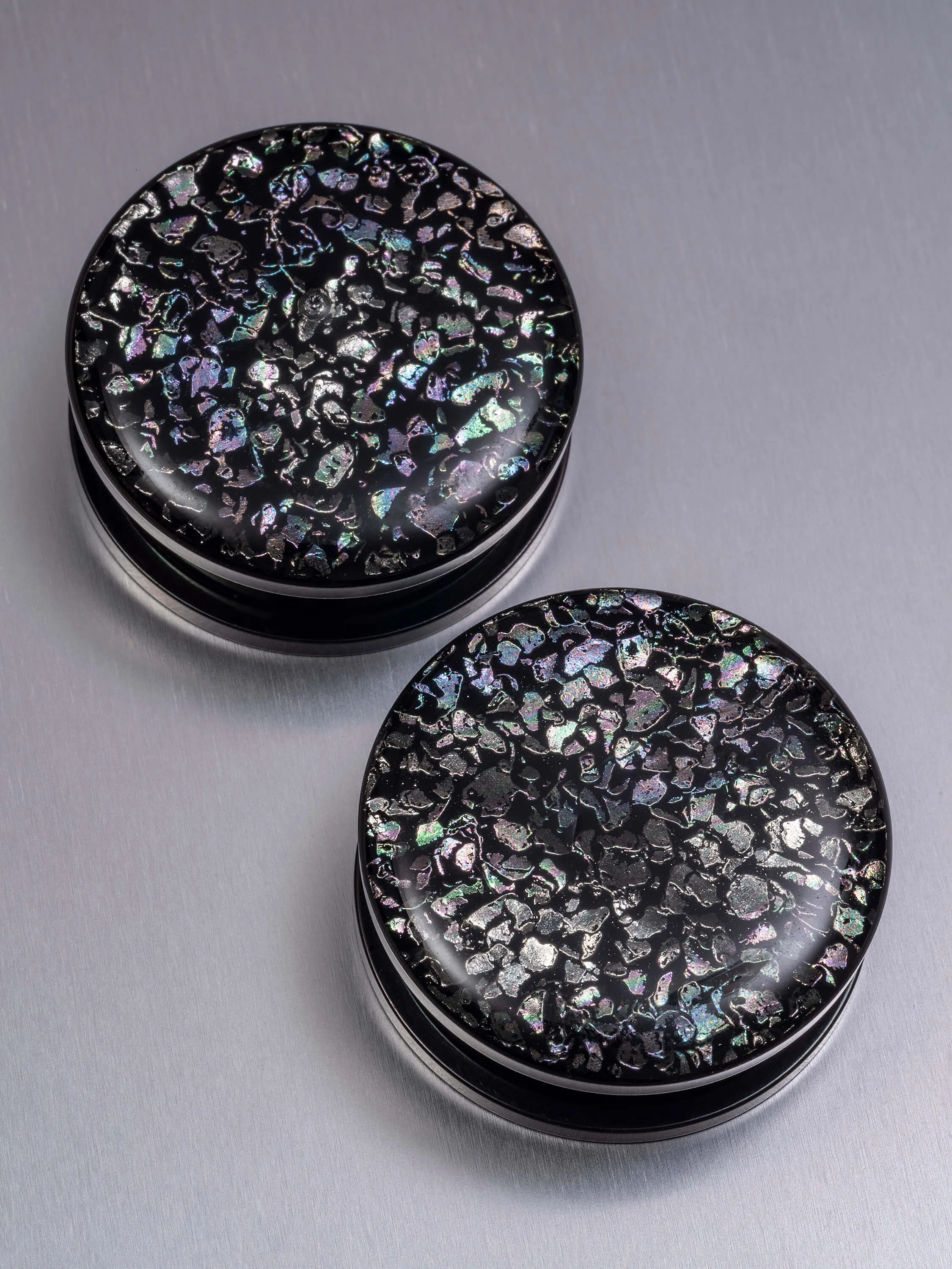 Black Mosaic Threaded Steel Plugs