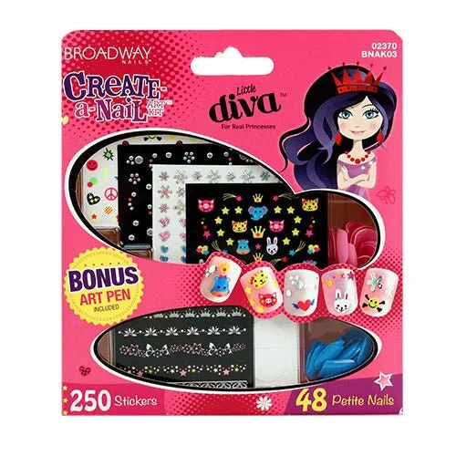 Broadway Little Diva Create-A-Nail Art Kit 48 Nails