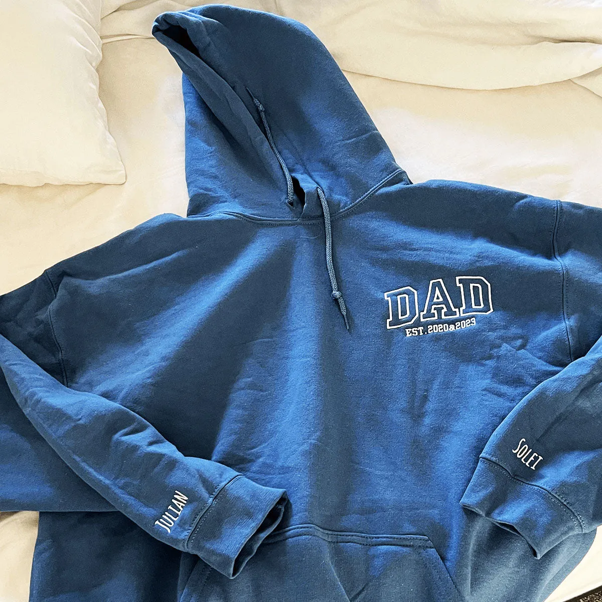 Custom Dad Est Year Sweatshirt / Hoodie with Embroidered Names of Child