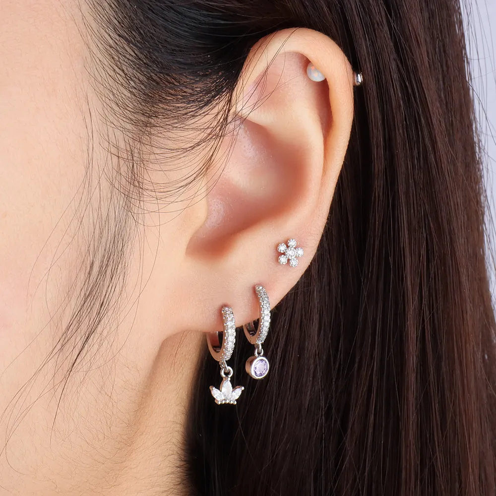 Diamond Crown Hoop Earring