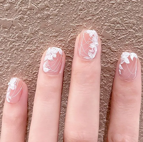 Flower Fingernail Wedding Nails For The Bride