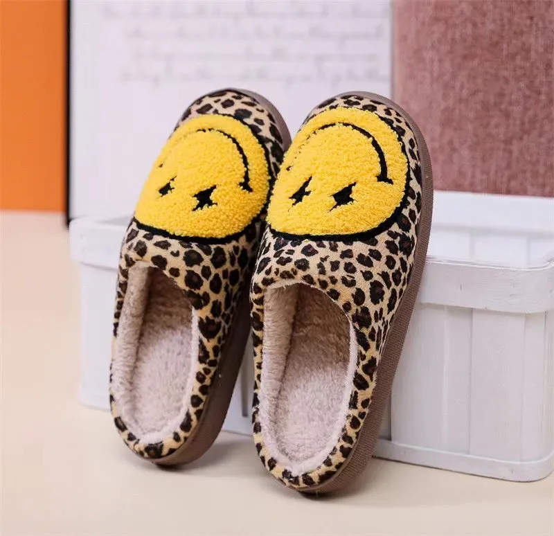 Fluffy Lightning Face Anti-Slip Slippers