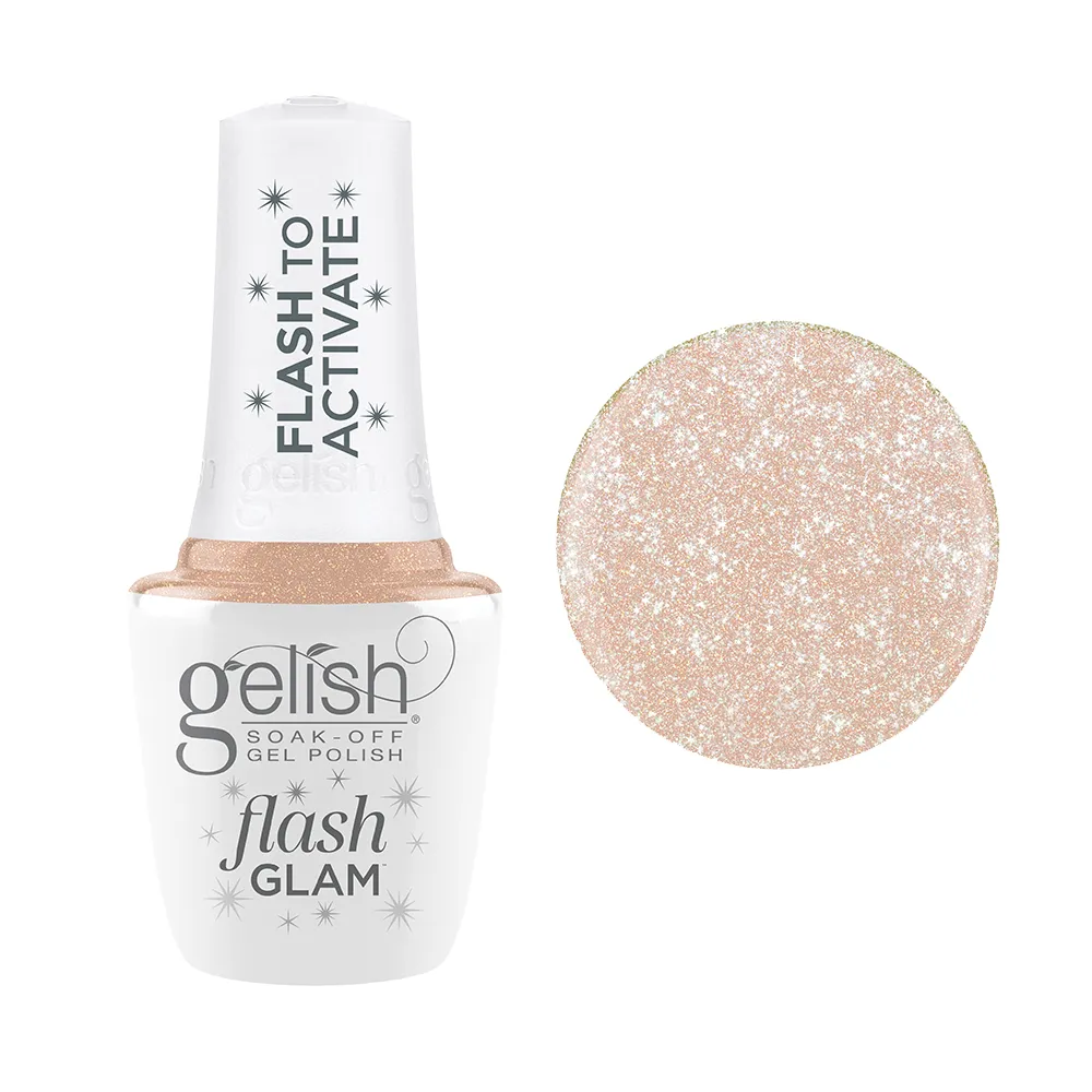 Gelish Flash Glam Gel Polish - Bright Up My Alley - Light Peach Glitter - 15ml