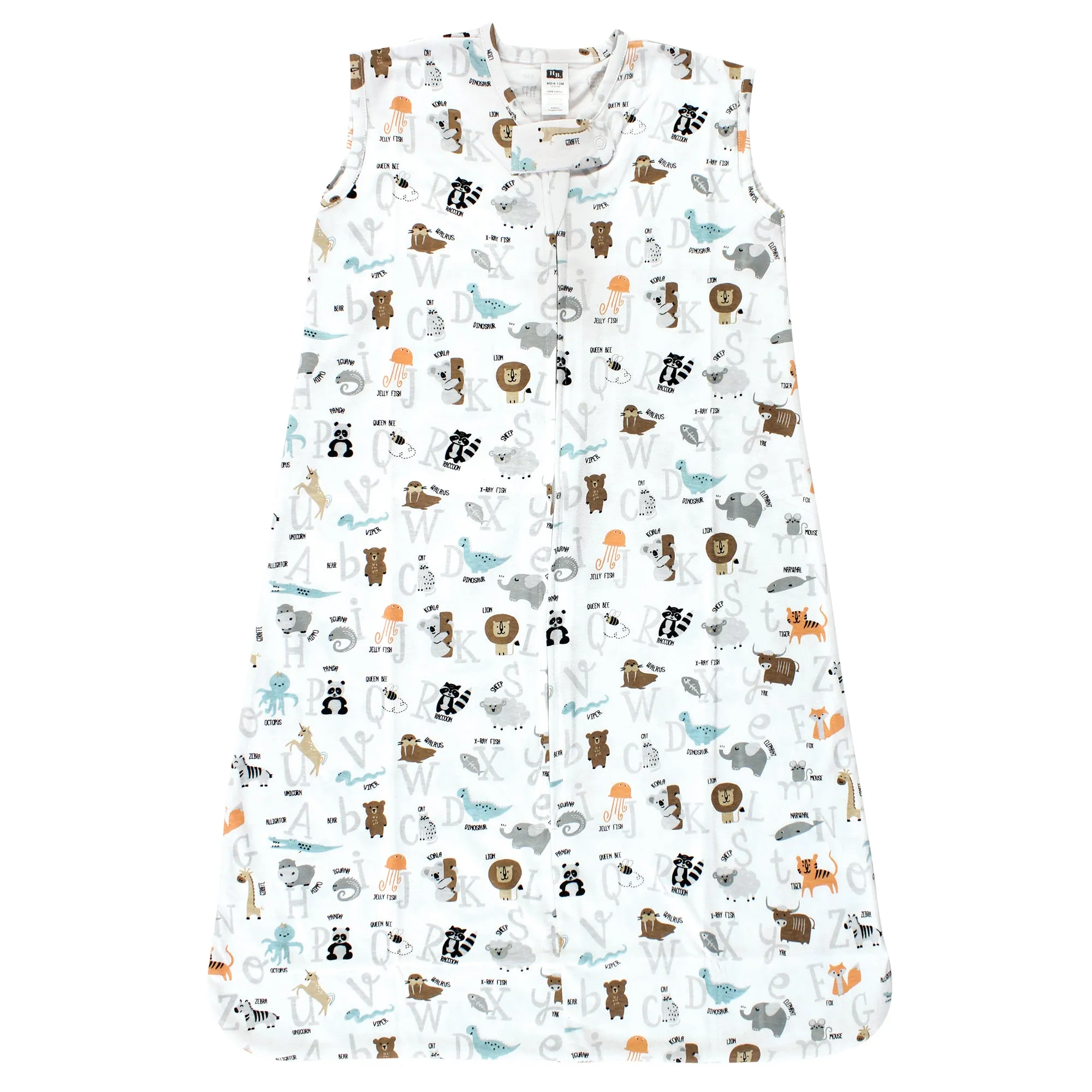 Hudson Baby Cotton Sleeveless Wearable Sleeping Bag, Sack, Blanket, Alphabet Animals