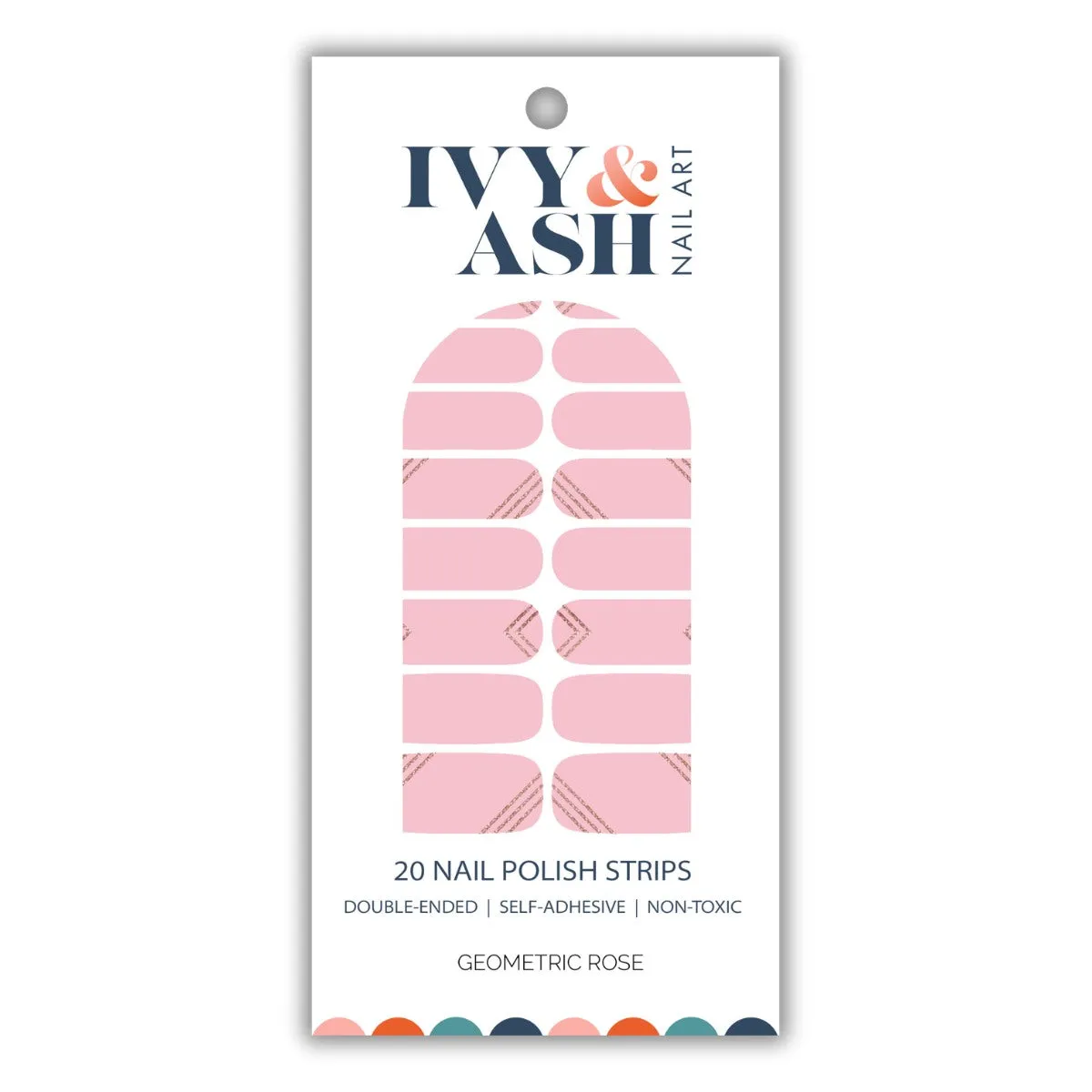 Ivy & Ash | Geometric Rose | Pink & Rose Gold Glitter Stripe Nail Wraps