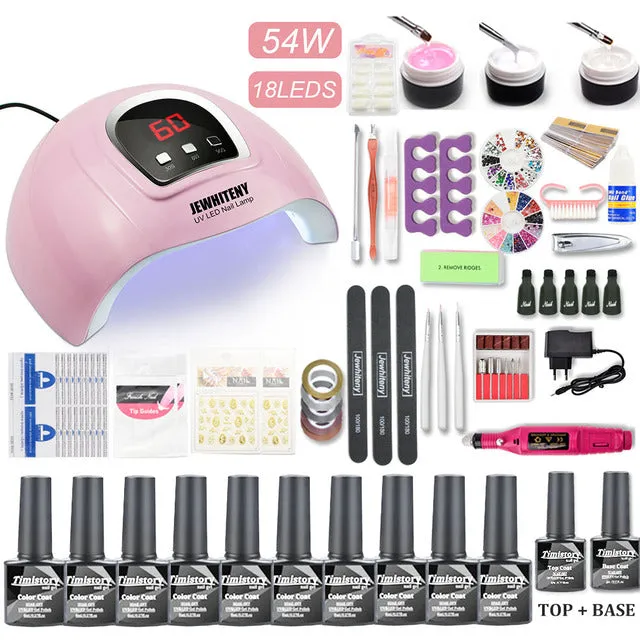 Manicure Set Gel Nail Polish Set With UV Nail Lamp And Nail Drill Machine For Gel Nail Set 40/30/20/10 Color Nail Polish Kit