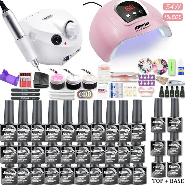 Manicure Set Gel Nail Polish Set With UV Nail Lamp And Nail Drill Machine For Gel Nail Set 40/30/20/10 Color Nail Polish Kit