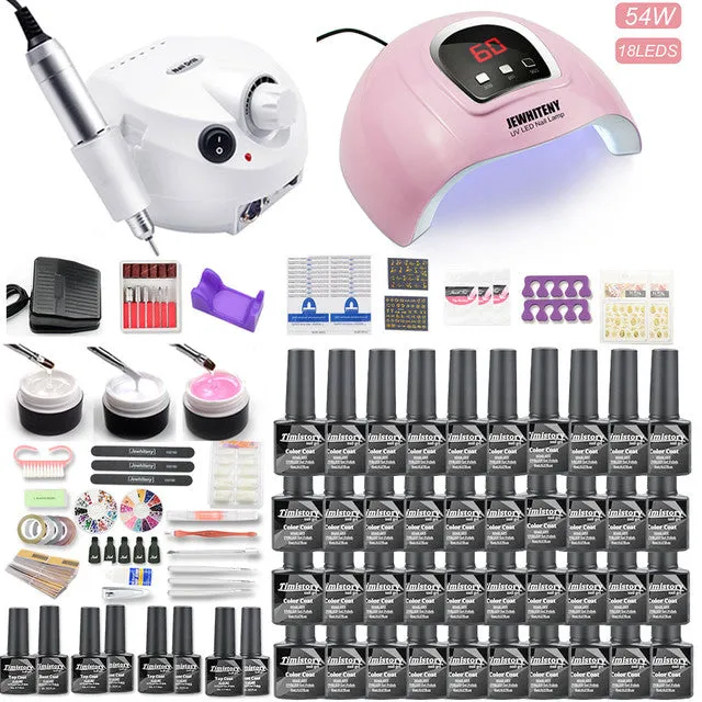 Manicure Set Gel Nail Polish Set With UV Nail Lamp And Nail Drill Machine For Gel Nail Set 40/30/20/10 Color Nail Polish Kit