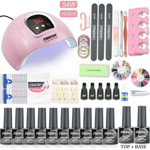 Manicure Set Gel Nail Polish Set With UV Nail Lamp And Nail Drill Machine For Gel Nail Set 40/30/20/10 Color Nail Polish Kit