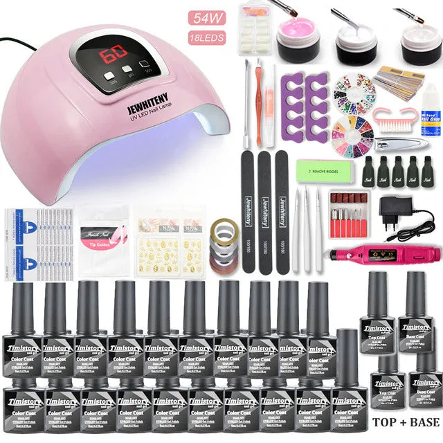 Manicure Set Gel Nail Polish Set With UV Nail Lamp And Nail Drill Machine For Gel Nail Set 40/30/20/10 Color Nail Polish Kit