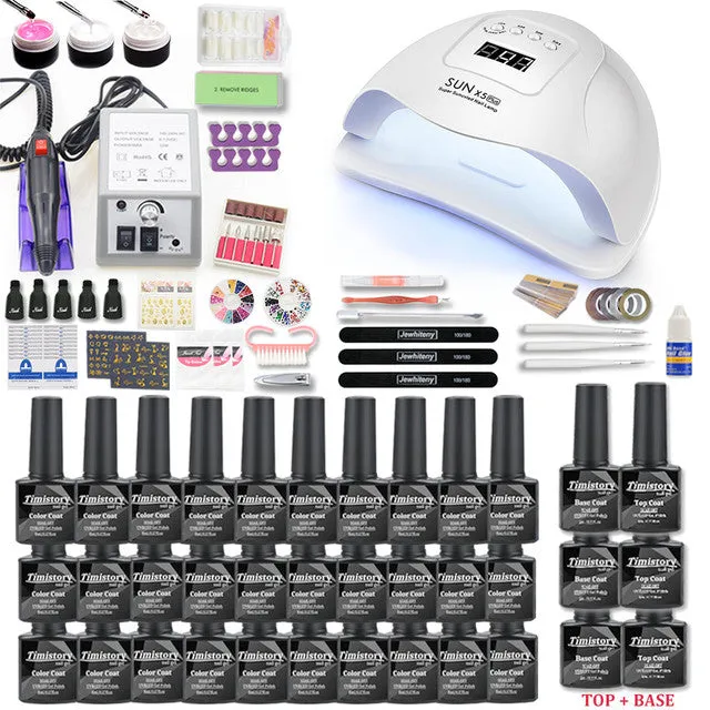 Manicure Set Gel Nail Polish Set With UV Nail Lamp And Nail Drill Machine For Gel Nail Set 40/30/20/10 Color Nail Polish Kit