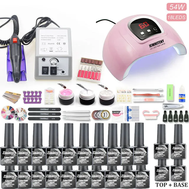 Manicure Set Gel Nail Polish Set With UV Nail Lamp And Nail Drill Machine For Gel Nail Set 40/30/20/10 Color Nail Polish Kit