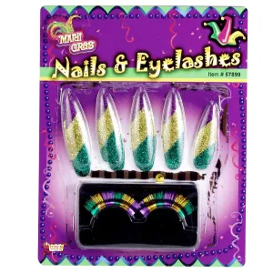 Mardi Gras Nails And Lashes Set