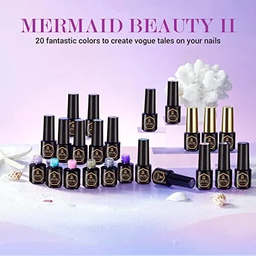 MEFA Gel Nail Polish Set | 23 Pcs | Mermaid | 20 Colours