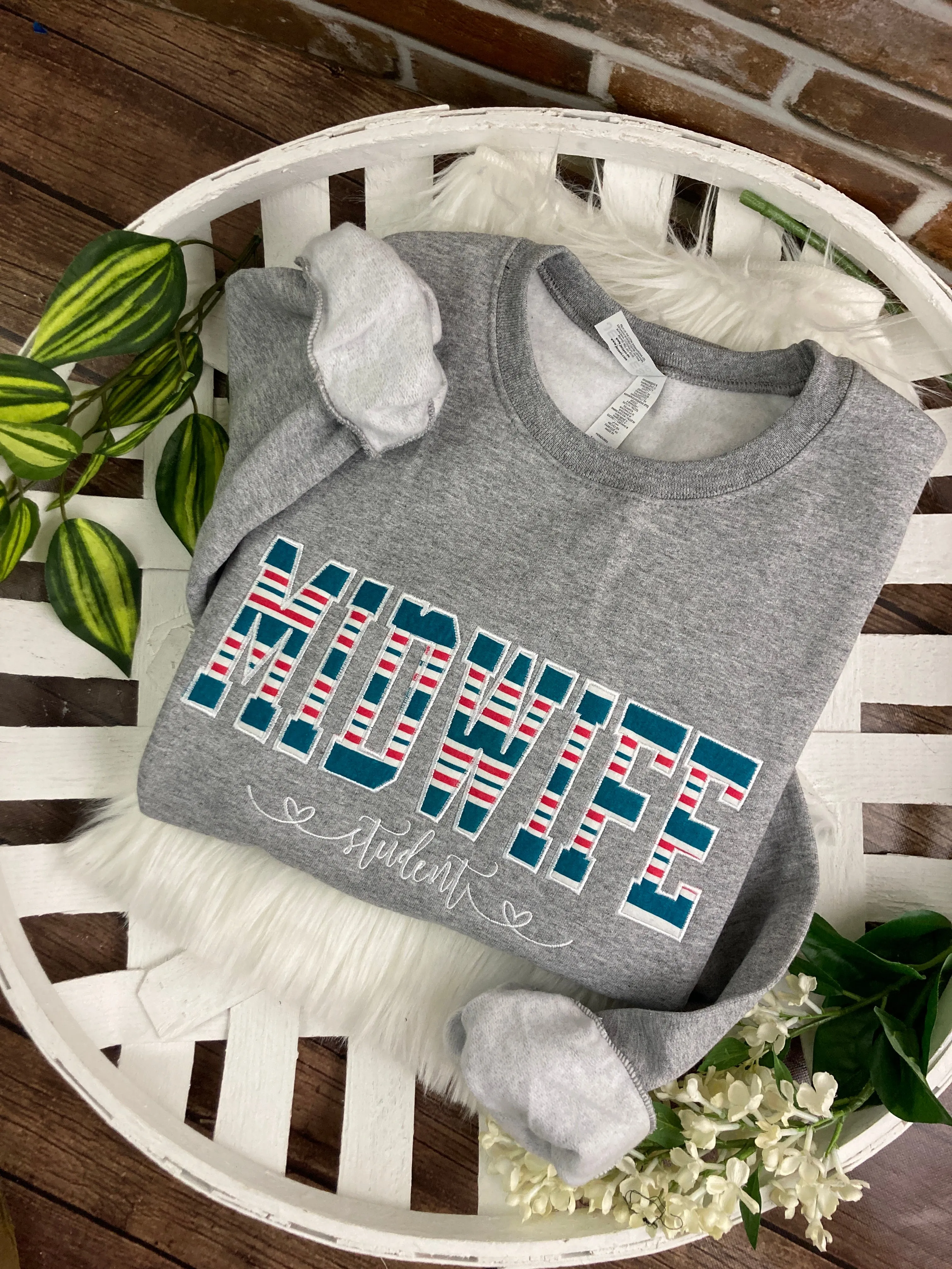 Midwife sweatshirt from Baby Hospital Blanket - Labor and Delivery - Fabric Keepsake Sweatshirts - Applique