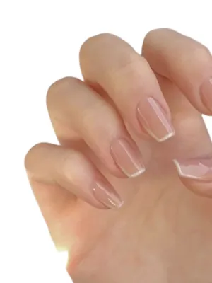 Nude Jelly French Tip Coffin Acrylic Nails