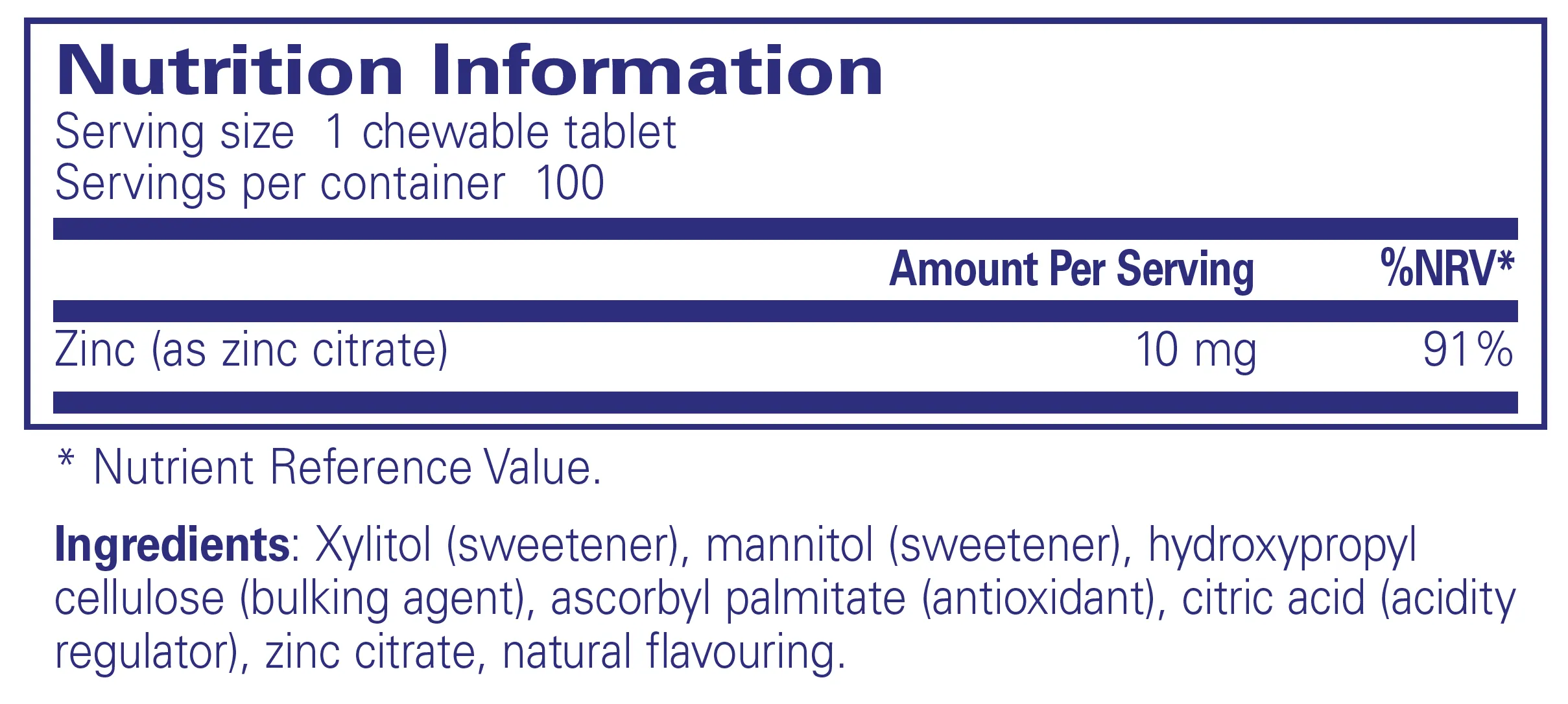 Pure Encapsulations Zinc Chewables 100 tabs