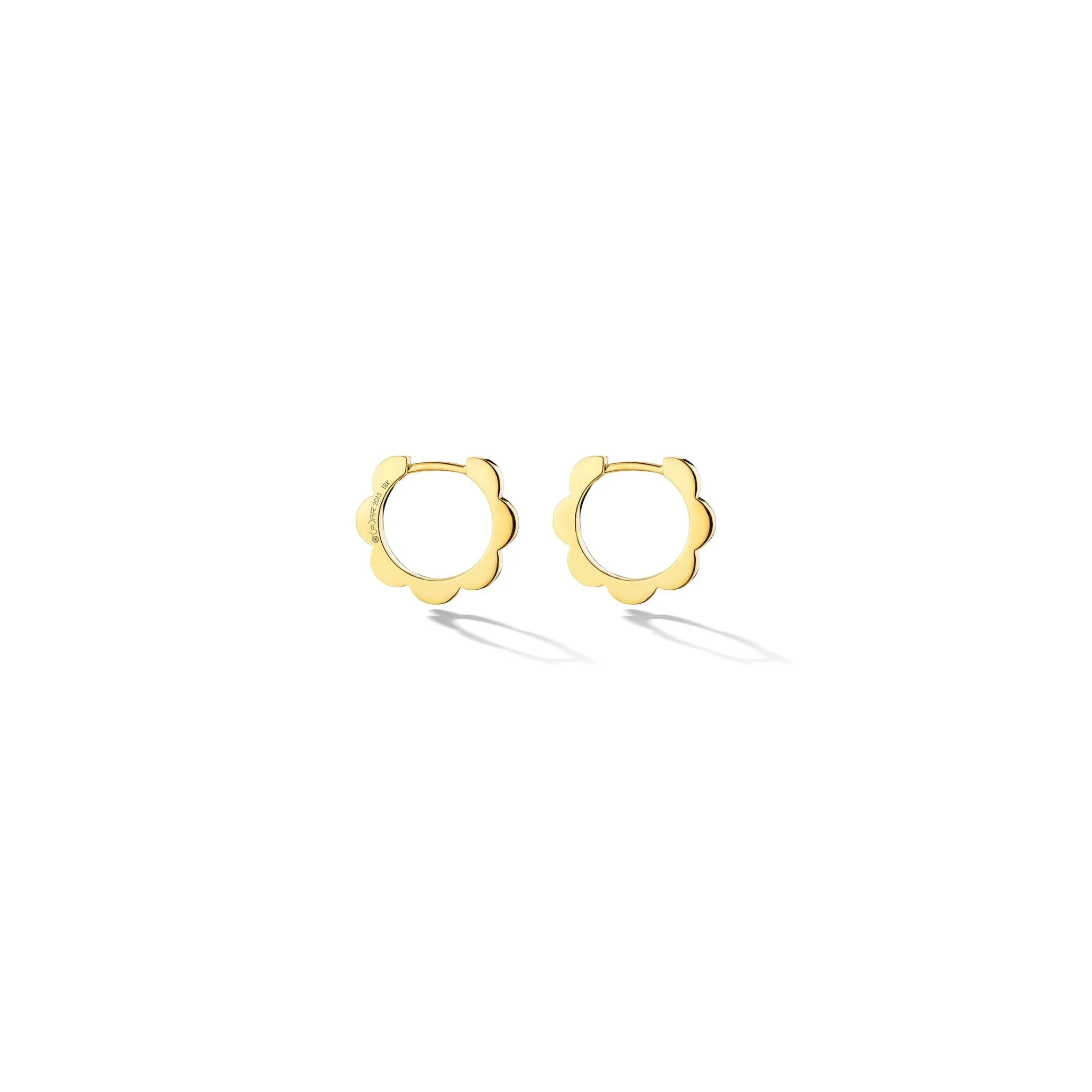 Small Yellow Gold Triplet Plain Hoop Earrings