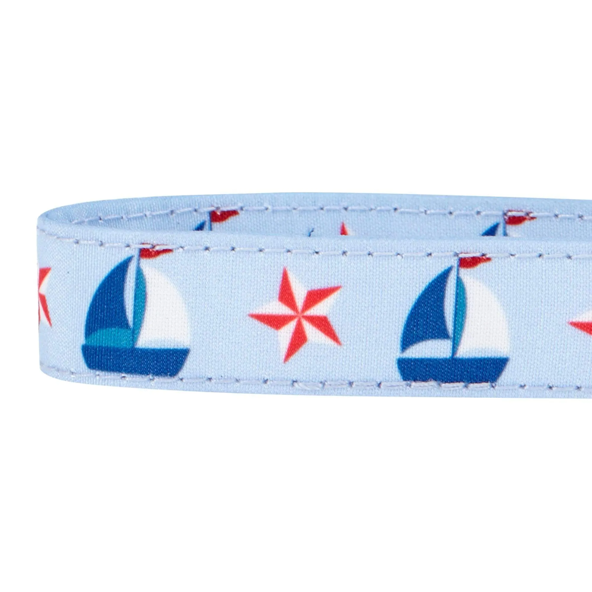 Summer Vacation Beach Dog Collar with Tie, Bon Voyage Sailboat Design