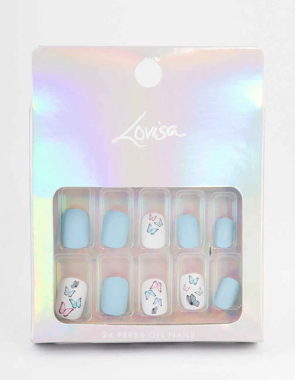 Tweens Blue & Butterfly Press On Nails