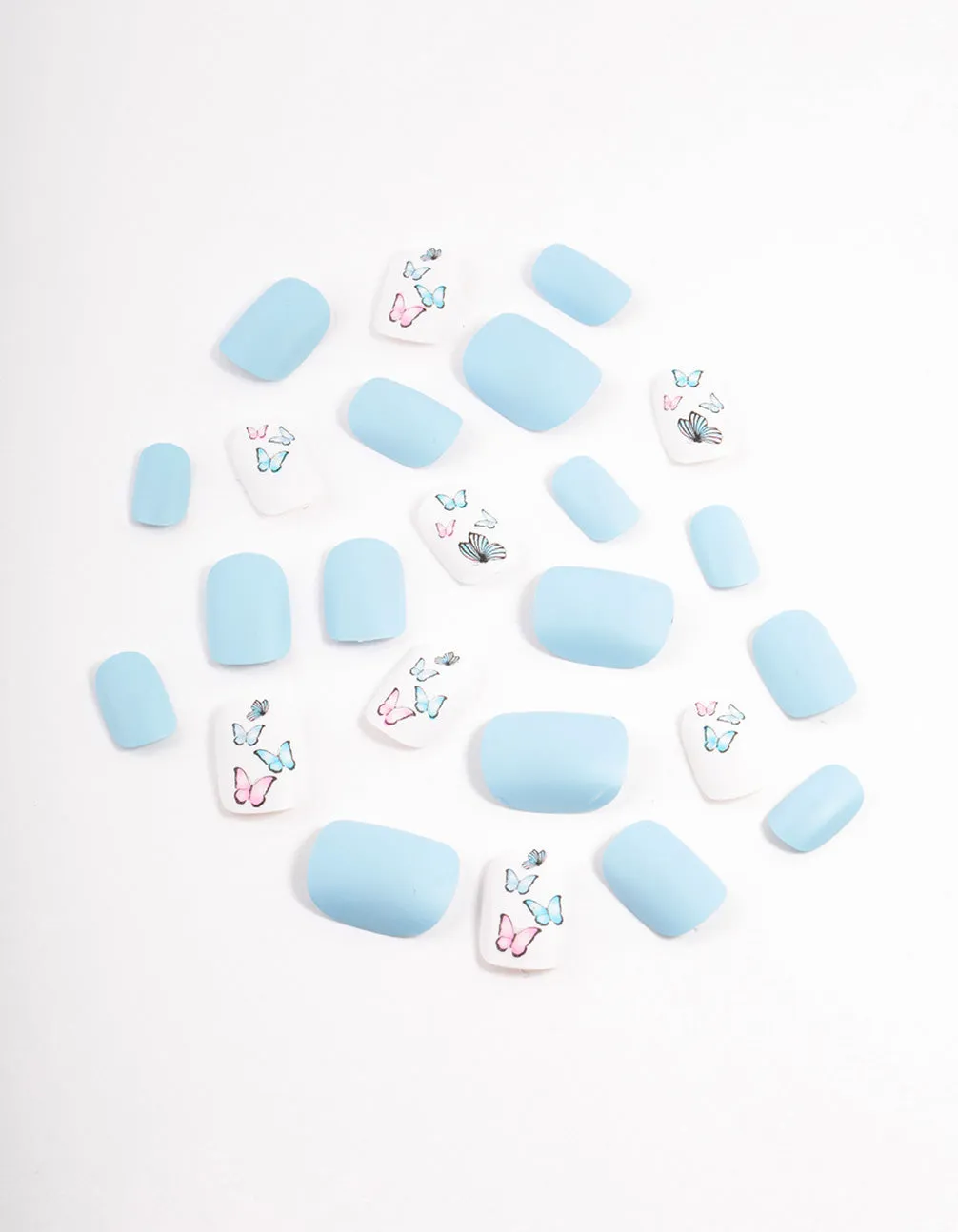 Tweens Blue & Butterfly Press On Nails