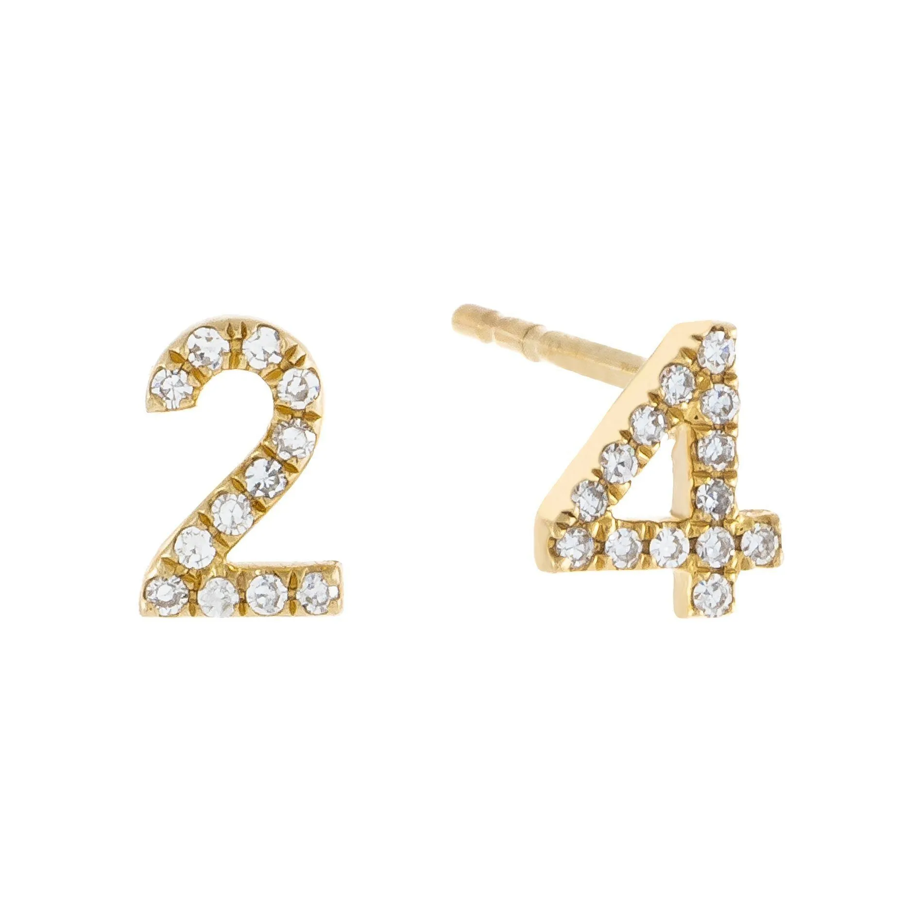 Two Digits Number Diamond Stud (Single)