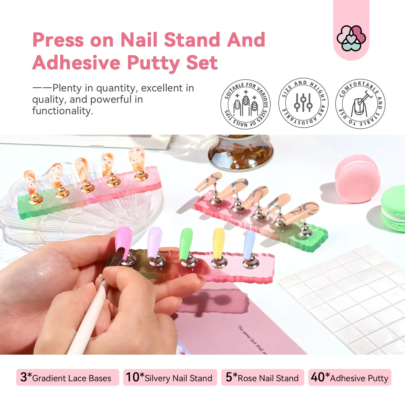 [US ONLY]Magnetic Nail Holder Set - 3 Sets with Reusable Putty