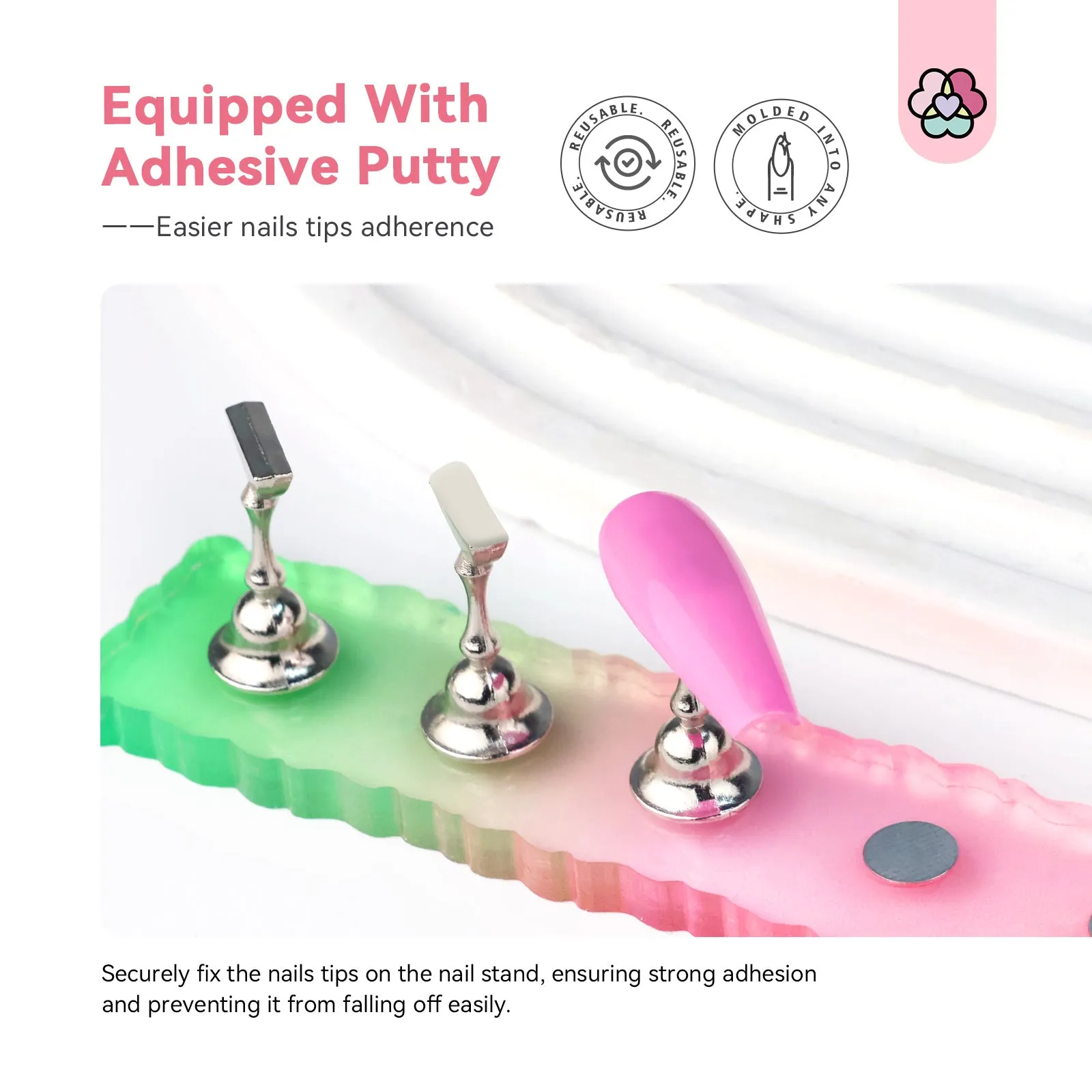 [US ONLY]Magnetic Nail Holder Set - 3 Sets with Reusable Putty